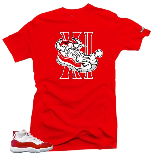 Shirt To Match Jordan 11 Cherry Varsity Red - BULL Air Sneaker Tees Jezsport.com