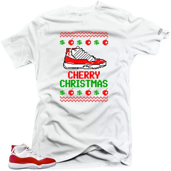 Shirt To Match Jordan 11 Cherry Varsity Red - Cherry Christmas Air Sneaker Tees Jezsport.com