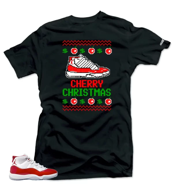 Shirt To Match Jordan 11 Cherry Varsity Red - Cherry Christmas Air Sneaker Tees Jezsport.com