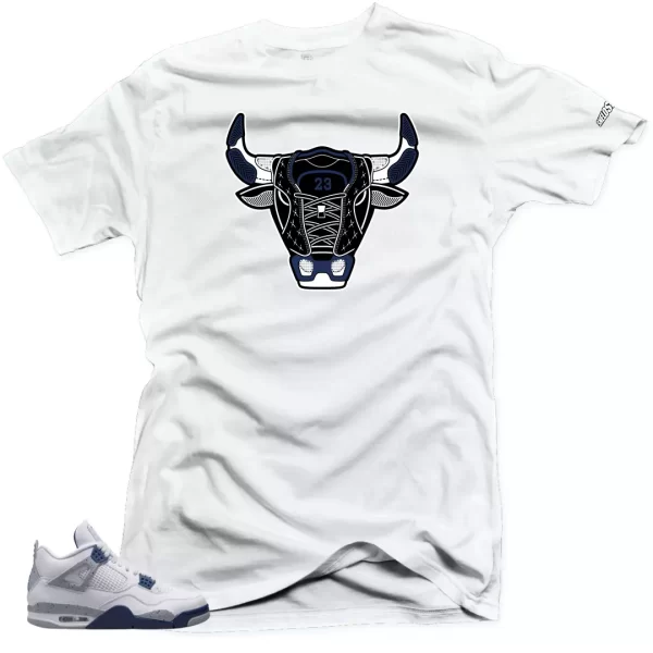 Shirt to Match Jordan 4 Retro White Midnight Navy -Bull 4 Jezsport.com