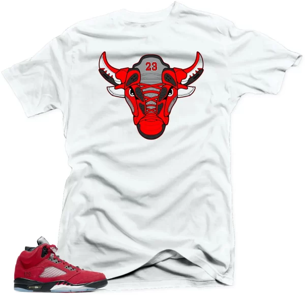 Shirt to Match Jordan Retro 5 Raging Bull Sneaker Shirts - Bull White Tee Jezsport.com