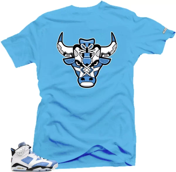 Shirt To Match Jordan 6 UNC University Blue- Bull Sneaker Tees Jezsport.com