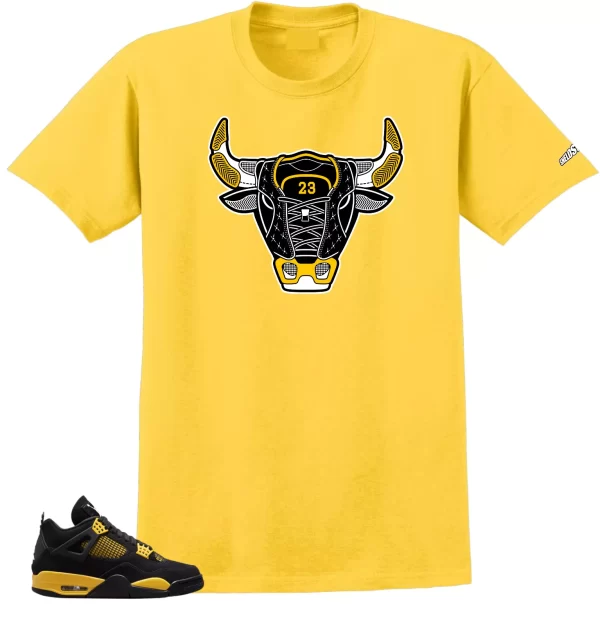 Shirt To Match Jordan 4 Retro Thunder BULL Match Sneaker Shirts Jezsport.com