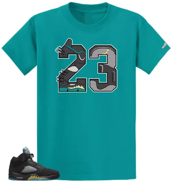 Shirt To Match Air Jordan Retro 5 Aqua 23 Air Sneaker Tees Jezsport.com