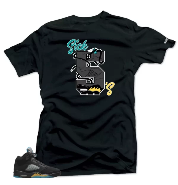 Shirt To Match Air Jordan Retro 5 Aqua Sick 5s Air Sneaker Tees Jezsport.com