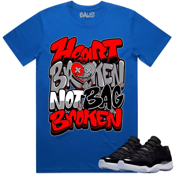 Jordan 11 Low Space Jam 11s Shirt to Match - RED HEART BROKEN Jezsport.com