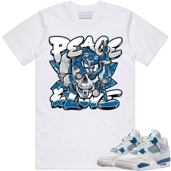 Jordan 4 Military Blue 4s Shirt to Match - MILITARY BLUE PEACE LOVE Jezsport.com