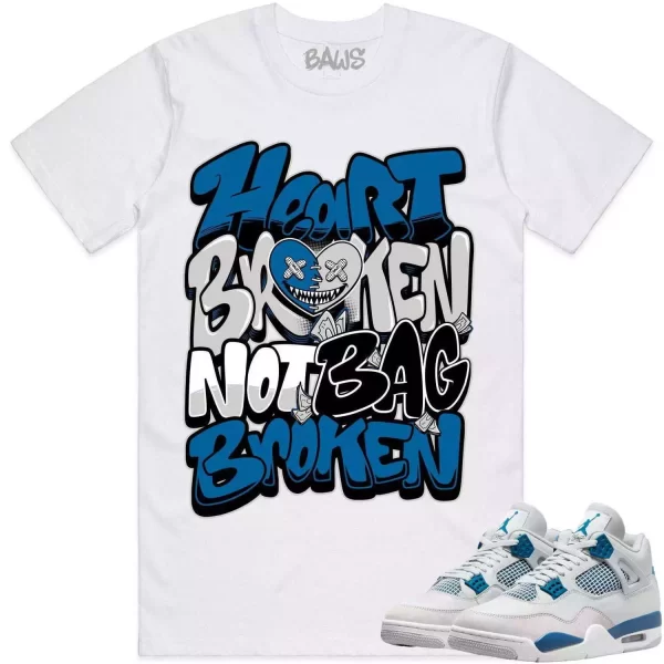 Jordan 4 Military Blue 4s Shirt to Match - MILITARY BLUE HEART BROKEN Jezsport.com