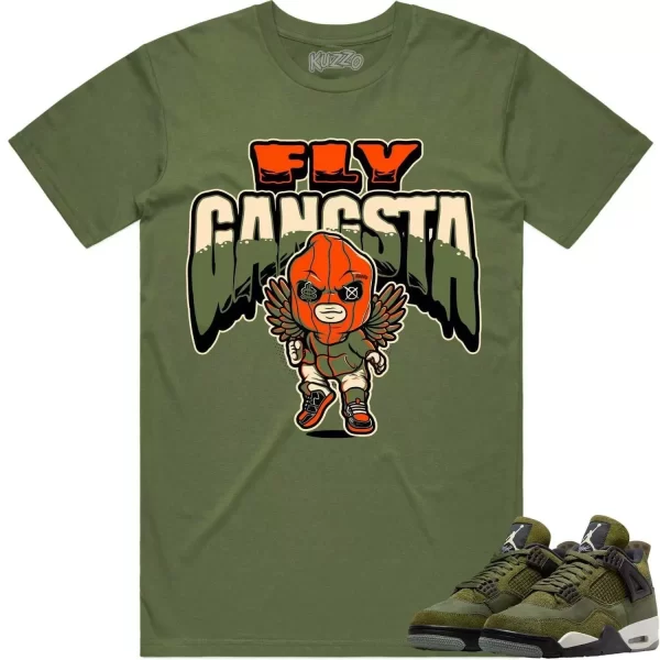 Jordan 4 Craft Olive 4s Shirt to Match - CELADON FLY GANGSTA Jezsport.com