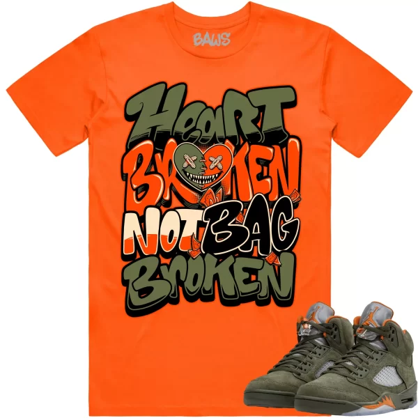 Jordan 5 Olive 5s Shirt to Match - CELADON HEART BROKEN BAWS Jezsport.com