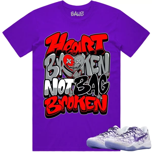 Kobe 8 Court Purple 8s Shirt to Match - RED HEART BROKEN BAWS Jezsport.com