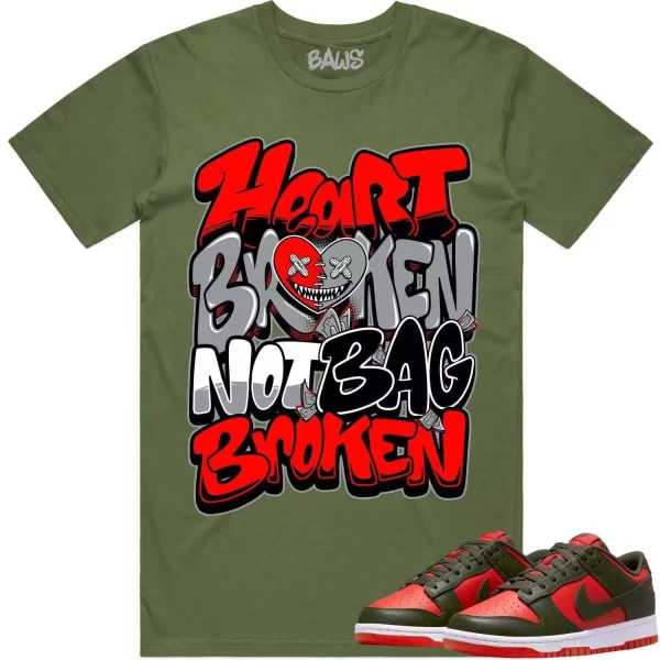 Mystic Red Dunks Shirt to Match - RED HEART BROKEN BAWS Jezsport.com