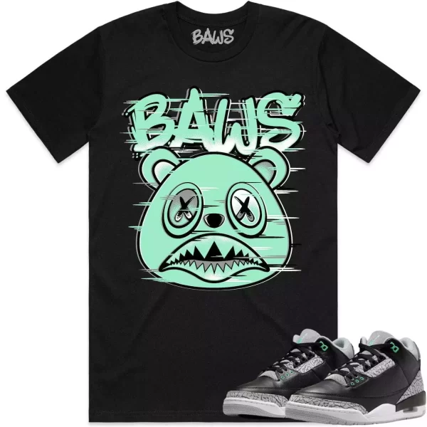 Jordan 3 Green Glow 3s Shirt to Match - GREEN GLOW GLITCH BAWS Jezsport.com