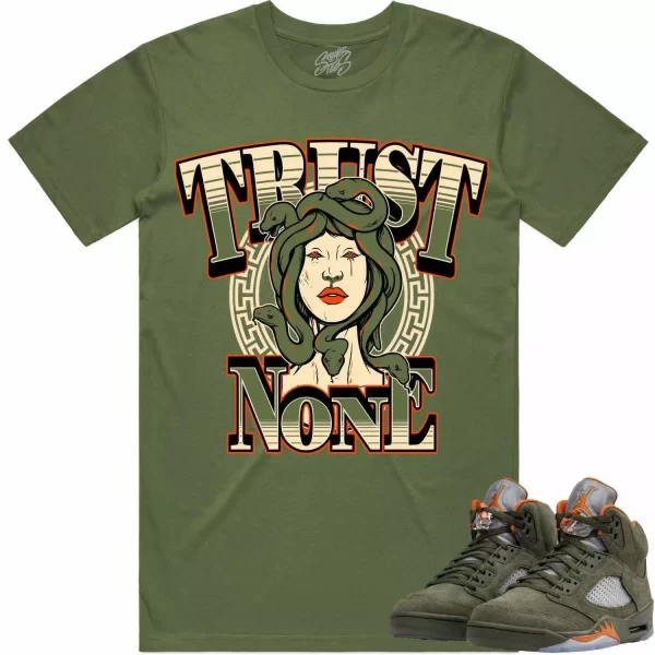 Jordan Retro 5 Olive 5s Shirt to Match - CELADON TRUST NO ONE Jezsport.com