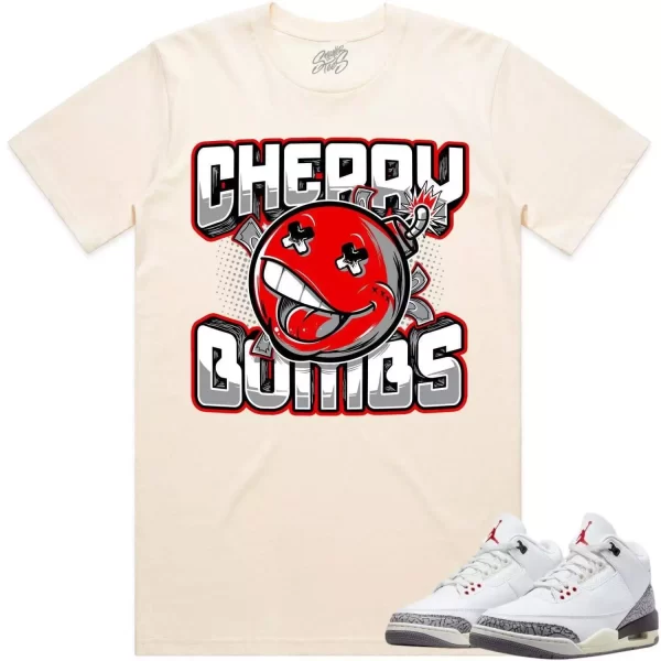 Jordan 3 White Cement 3s Shirt to Match - RED CHERRY BOMBS Jezsport.com