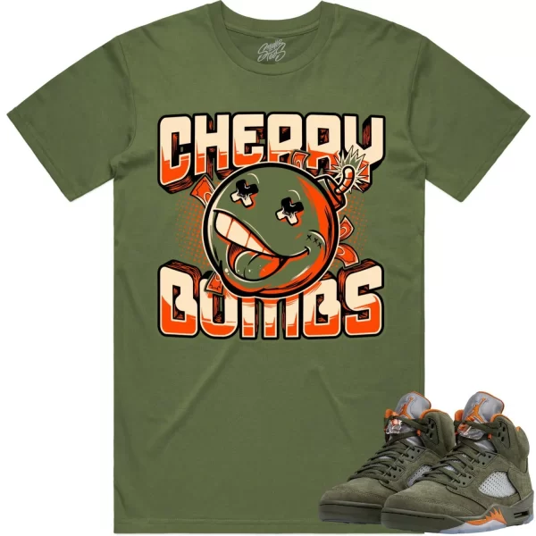 Jordan Retro 5 Olive 5s Shirt to Match - CELADON CHERRY BOMBS Jezsport.com