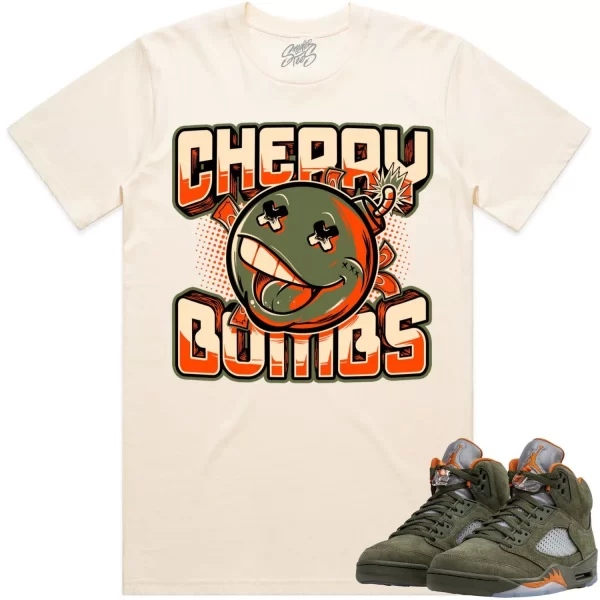 Jordan Retro 5 Olive 5s Shirt to Match - CELADON CHERRY BOMBS Jezsport.com