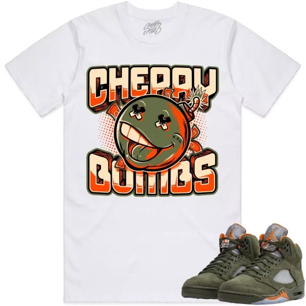 Jordan Retro 5 Olive 5s Shirt to Match - CELADON CHERRY BOMBS Jezsport.com