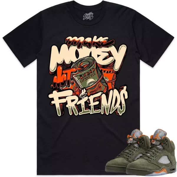 Jordan Retro 5 Olive 5s Shirt to Match - CELADON MAKE MONEY NOT FRIENDS Jezsport.com