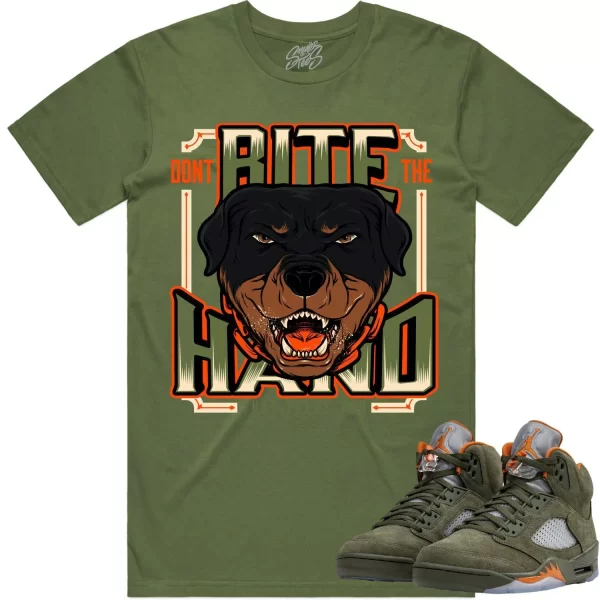 Jordan Retro 5 Olive 5s Shirt to Match - CELADON DONT BITE Jezsport.com