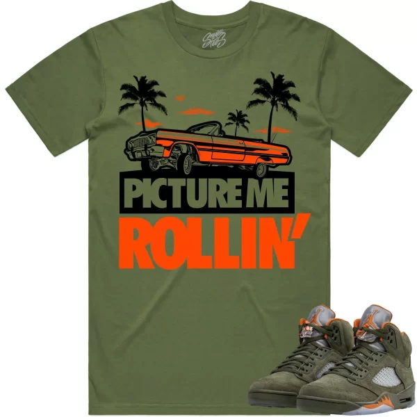 Jordan Retro 5 Olive 5s Shirt to Match - CELADON PICTURE ME ROLLIN Jezsport.com