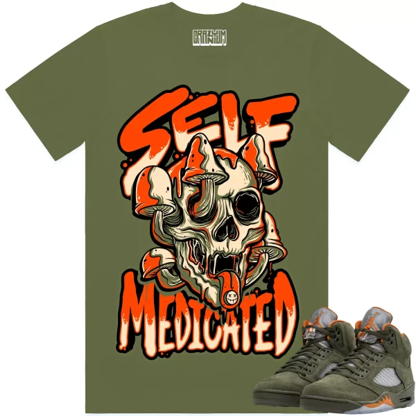 Jordan 5 Olive 5s Shirt to Match - CELADON SELF MEDICATED Jezsport.com