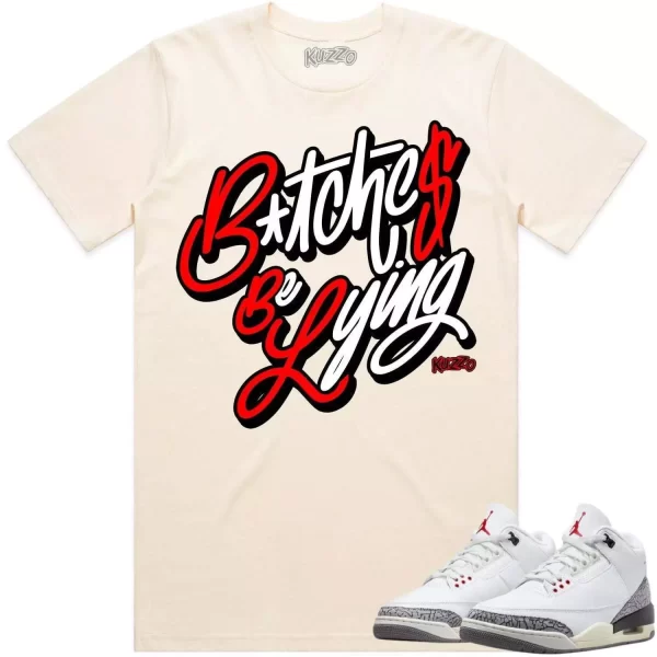 Jordan 3 White Cement 3s Shirt to Match - RED BBL Jezsport.com