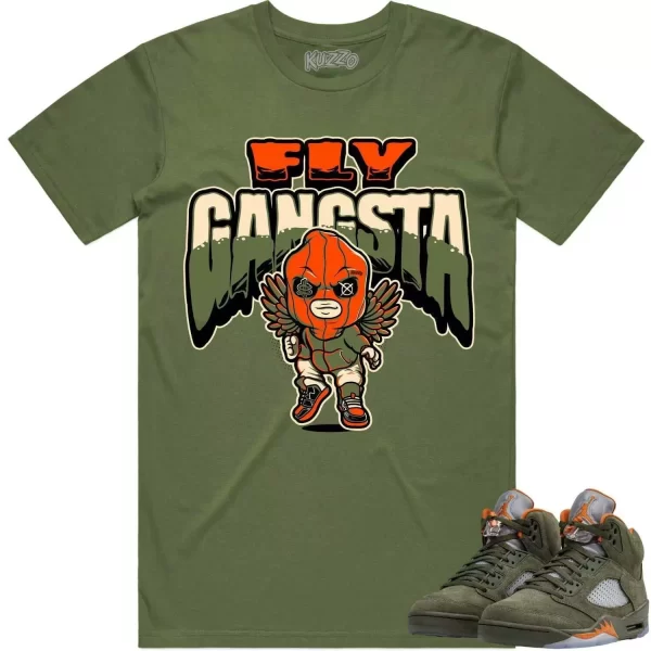 Jordan Retro 5 Olive 5s Shirt to Match - CELADON FLY GANGSTA Jezsport.com