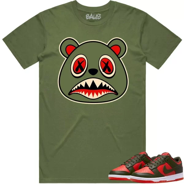 Mystic Red Dunks Shirt to Match - OLIVE BAWS BEAR Jezsport.com