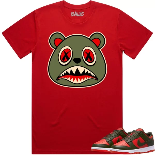 Mystic Red Dunks Shirt to Match - OLIVE BAWS BEAR Jezsport.com