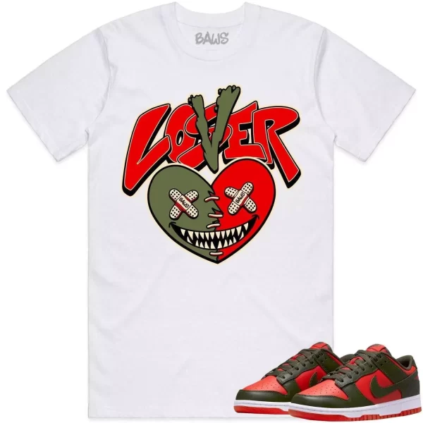 Mystic Red Dunks Shirt to Match - OLIVE LOVER LOSER BAWS Jezsport.com