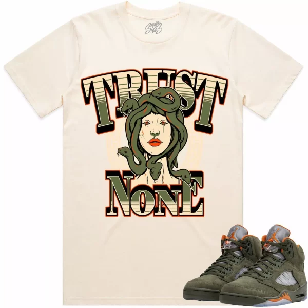 Jordan Retro 5 Olive 5s Shirt to Match - CELADON TRUST NO ONE Jezsport.com