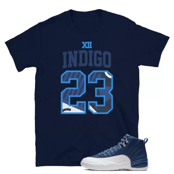 Indigo 12 Retro Sneaker Shirt / Navy S-XL Short-Sleeve Unisex T-Shirt Jezsport.com