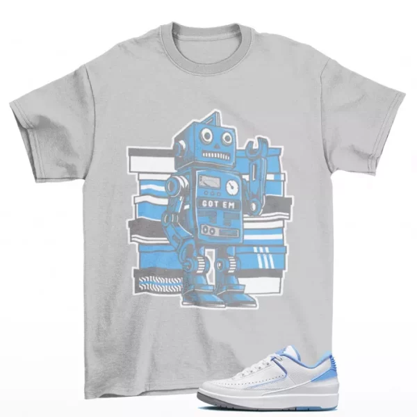 Sneaker Bot Shirt Grey to Match Jordan 2 Retro Low UNC DV9956-104 Jezsport.com