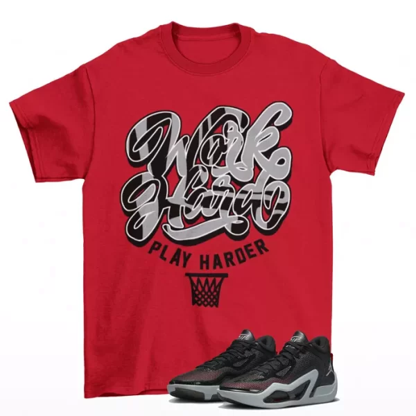 Work Harder Old School Shirt Red to Match Tatum 1 Old School DZ3323-001 Jezsport.com