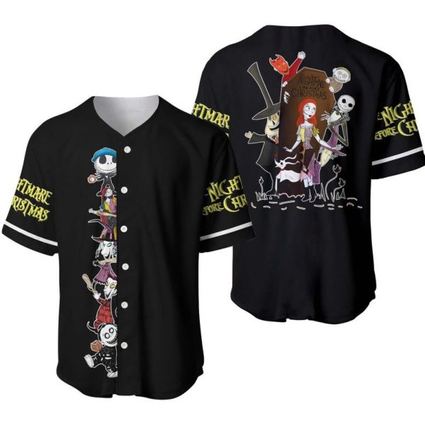 Tim Burton Disney Baseball Jersey, Nightmare Before Christmas Baseball Jersey For Men and Women Jezsport.com