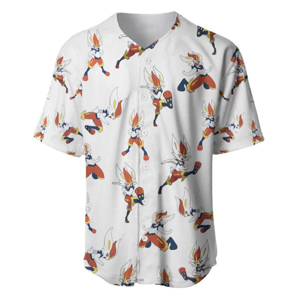 Cinderace Pokemon Baseball Jersey Pattern Style For Men and Women Jezsport.com