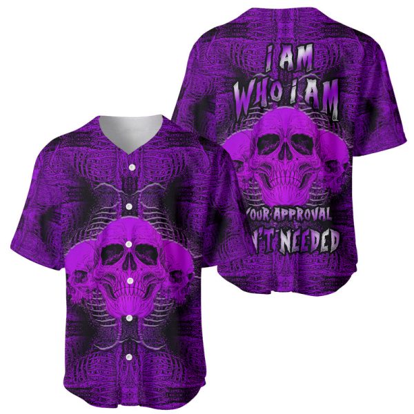 Skull Pattern Baseball Jersey I Am Who I Am Your Approval Isn't Needed For Men and Women Jezsport.com