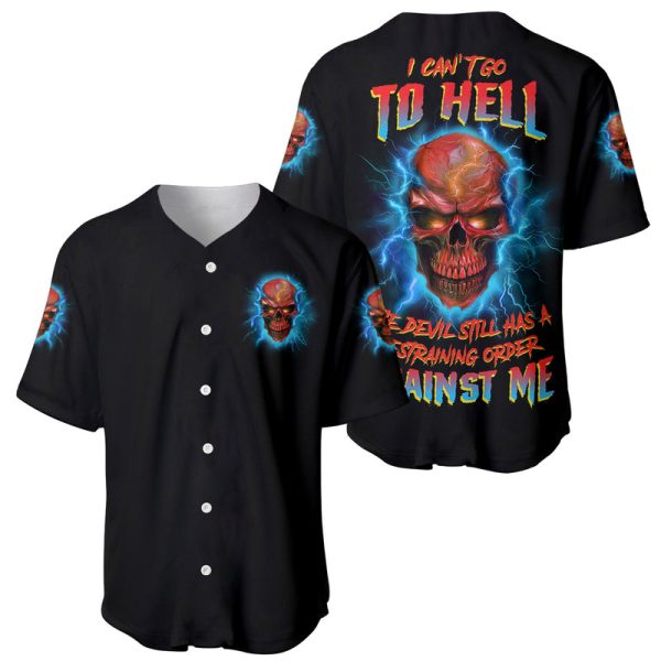 I Can't Go To Hell Thunder Skull Baseball Jersey For Men and Women Jezsport.com