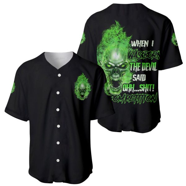 When I Was Born Skull Baseball Jersey For Men and Women Jezsport.com