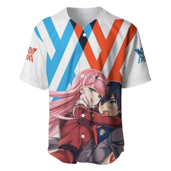 Hiro and Zero Two Strelitzia Baseball Jersey Anime Style For Men and Women Jezsport.com