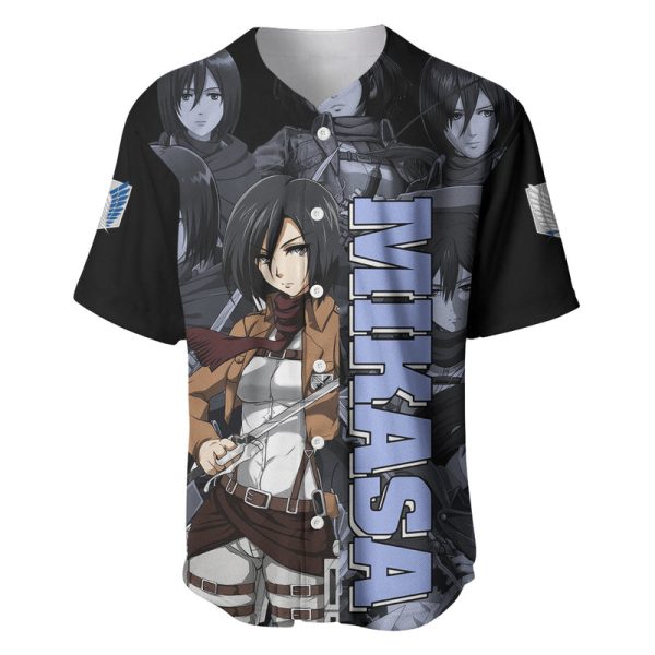 Mikasa Ackerman - Attack On Tittan Baseball Jersey Anime Mix Manga Style For Men and Women Jezsport.com