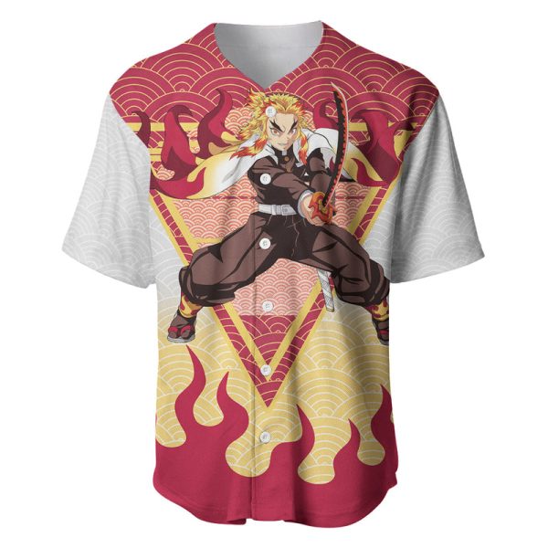 Rengoku Kyoujurou-Demon Slayer Baseball Jersey Anime Mix Japan Pattern Style For Men and Women Jezsport.com