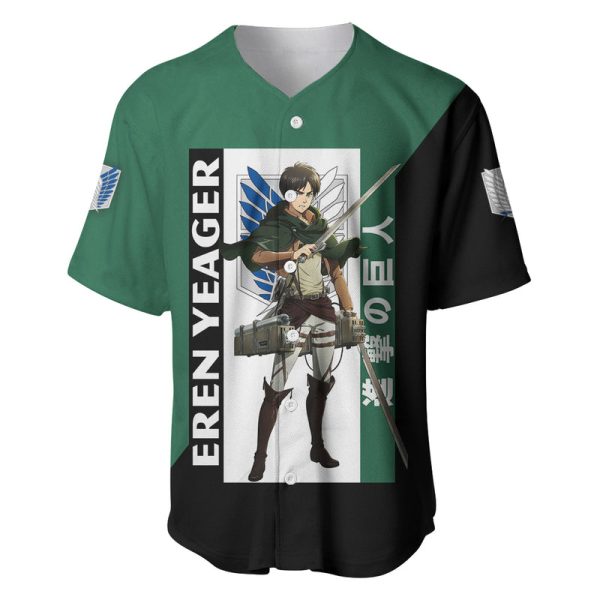 Eren Yeager Baseball Jersey Attack On Tittan Anime Style For Men and Women Jezsport.com