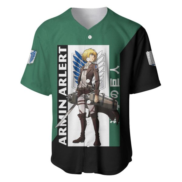 Armin Arlert Baseball Jersey Attack On Titan Anime Style For Men and Women Jezsport.com