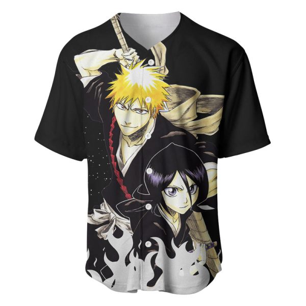 Ichigo and Rukia Baseball Jersey Bleach For Men and Women Jezsport.com