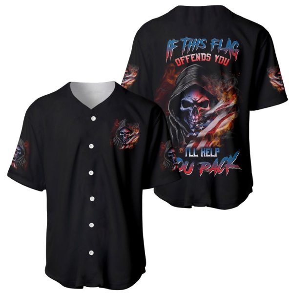 If This Flag Offends You I'll Help You Pack Skull Baseball Jersey For Men and Women Jezsport.com