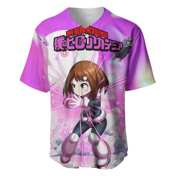 Ochako Uraraka Baseball Jersey Anime Style For Men and Women Jezsport.com