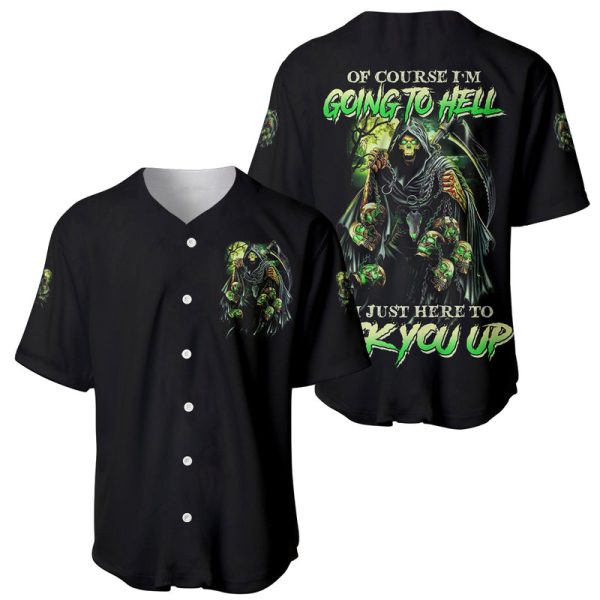 Of Course I'm Going To Hell Skull Baseball Jersey For Men and Women Jezsport.com