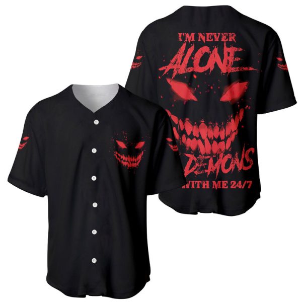 I'm Never Alone My Demon Are With Me Baseball Jersey For Men and Women Jezsport.com